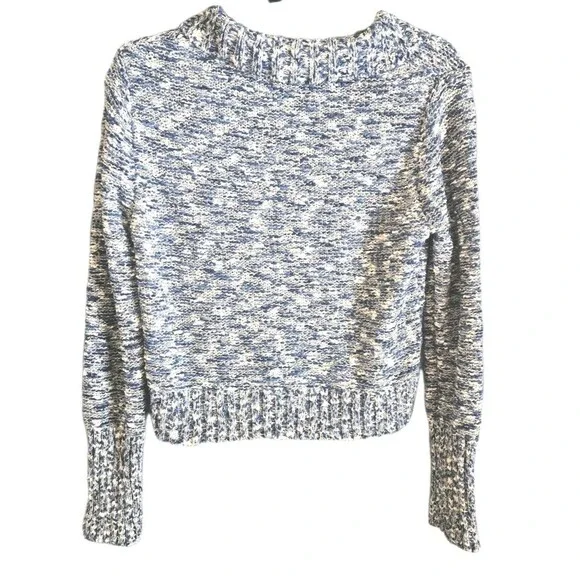 Nomadic Traders Y2K Knit Sweater M Blue Navy White Chunky Wood Buttons - Picture 2 of 10